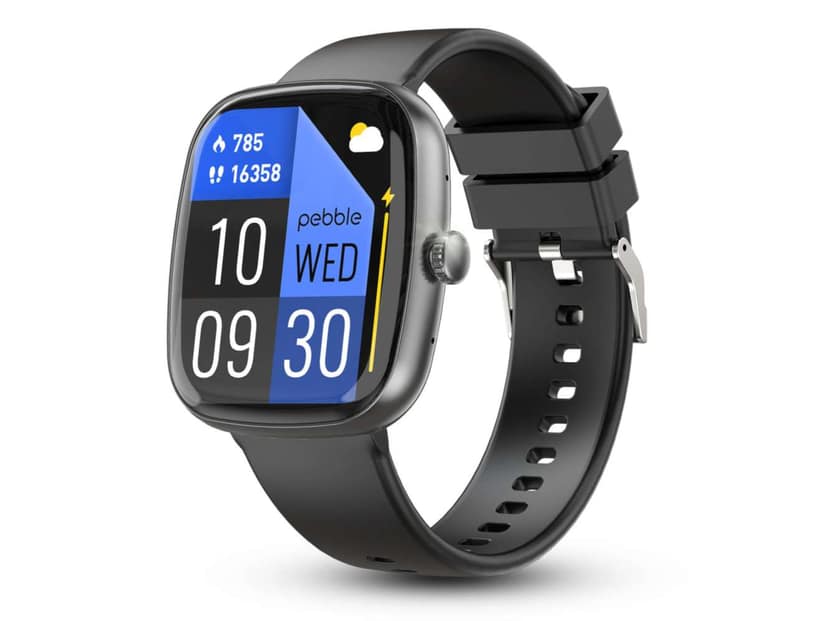 Pebble Stella 1.83" HD Smart Watch BT Calling, Premium Metal Build, 100+ DIY Watch Faces, Female Health & Heart Rate Tracking, 100+ Sports Modes - Jet Black