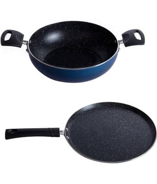 HomePro Non-Stick Set, Dosa Tawa 27 cm, Fry Pan 23 cm (Pack of 2)