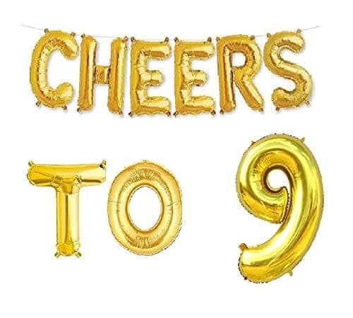 Partyzon Gold Cheers to Birthday Foil Balloon Combo Party Decoration for Anniversary Celebration 16 Inches