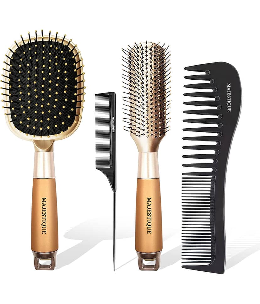 Majestique Detangling Paddle Brush, Refresh and Extend for All Hair Types - 4 Pcs Multicolor