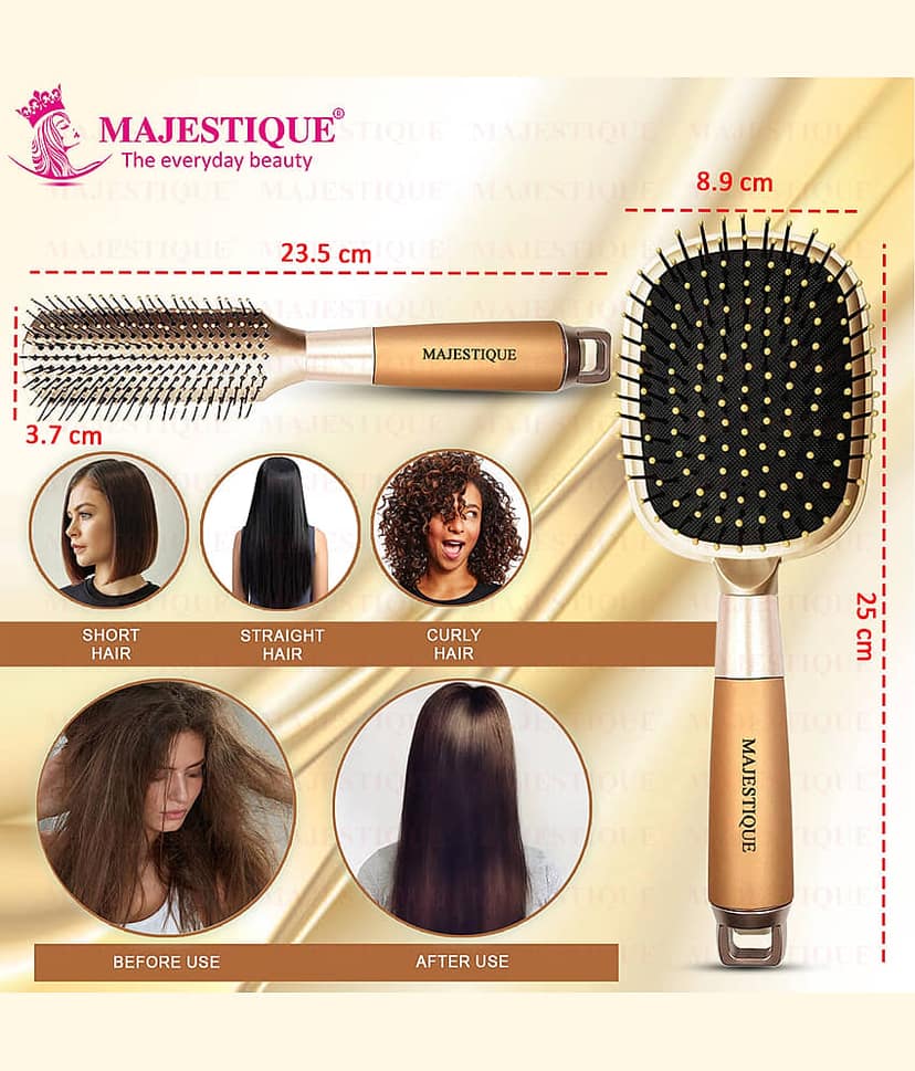 Majestique Detangling Paddle Brush, Refresh and Extend for All Hair Types - 4 Pcs Multicolor view 2