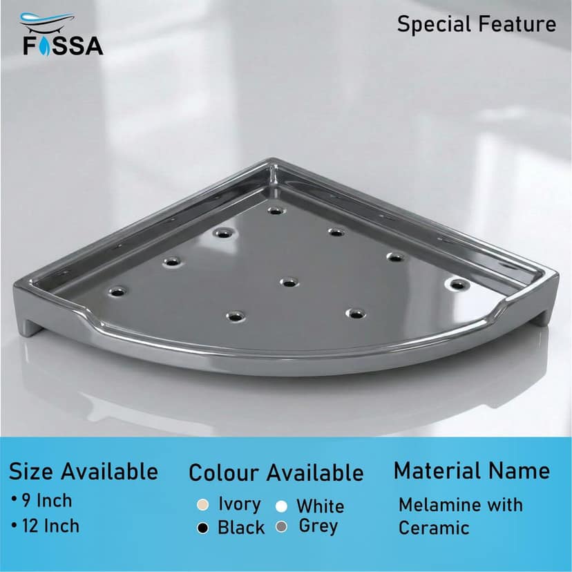 Ivory Corner Wall Shelf 12 inch Unbreakable Abs Ceramic Finish (RM-134) view 2