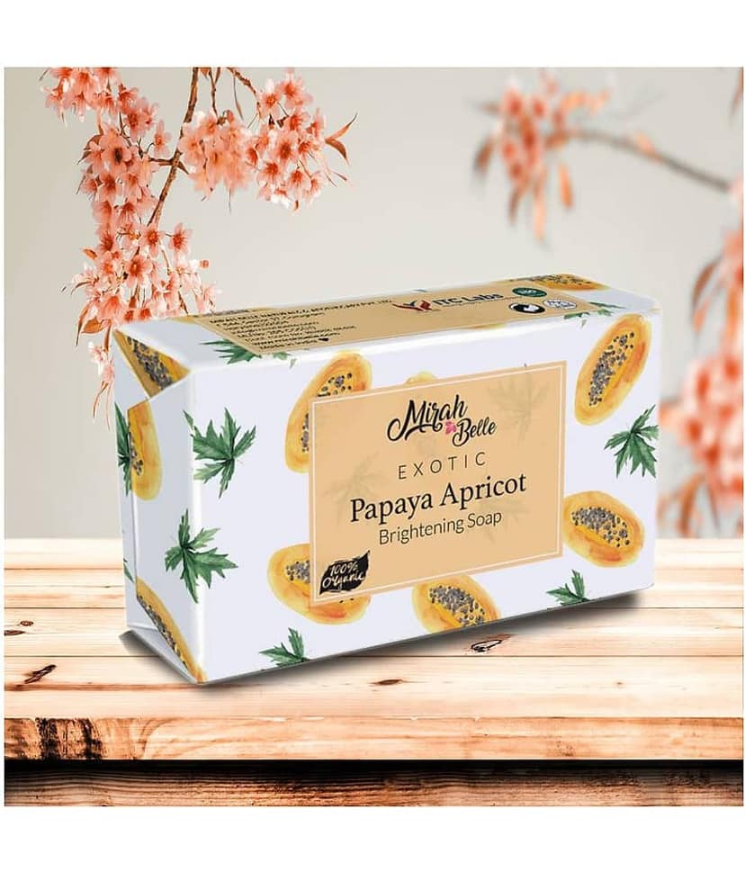 Mirah Belle - Organic Papaya Apricot Brightening Soap 125gm - For Tanned & Fatigued Skin- Handmade Soap