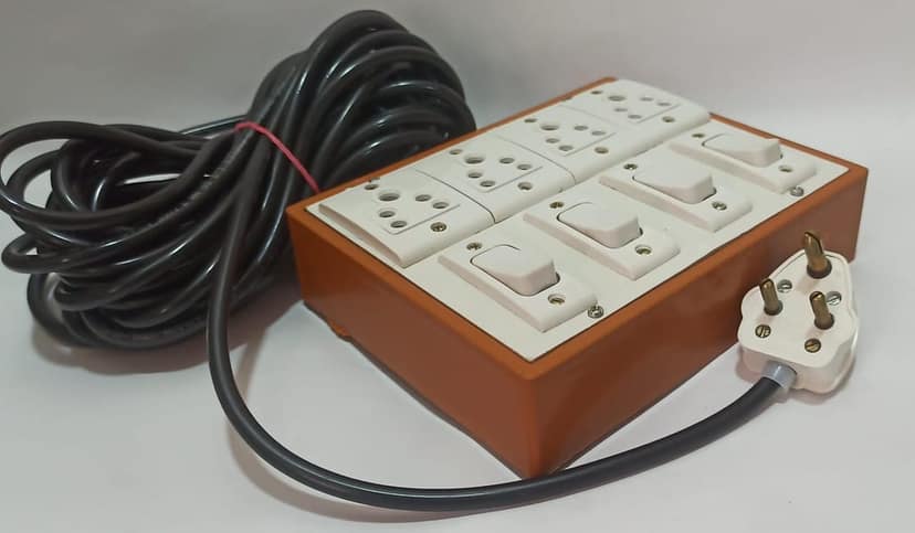 6A 4 Sockets (5 Pin Socket) & 4 Switch (Square) Extension Box with 6A Plug & 50m Wire view 4