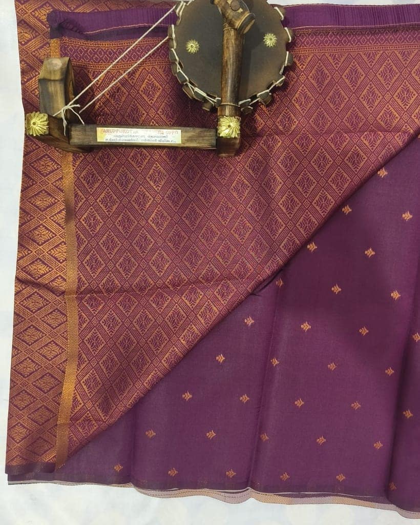 Rich Kubera Silk Cottton Saree with Blouse - Purple view 5