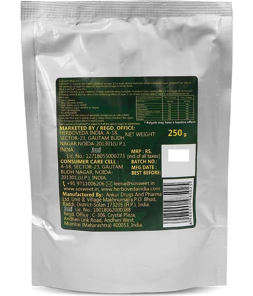 So Sweet Erythritol 250gm and Xylitol 250gm Sugarfree 100% Natural Sweetener view 2