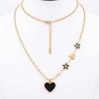 Star & Heart Charm Necklace | Gold-Tone Anti-Tarnish Imitation Jewellery