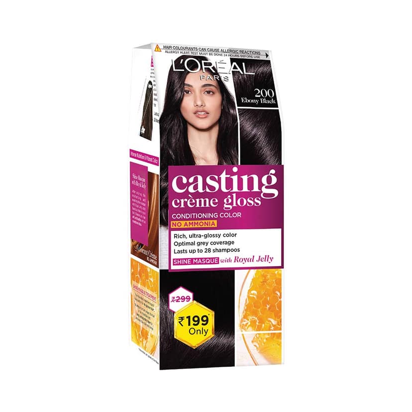 L’oreal Paris 200 Ebony Black Casting Creme Gloss No Ammonia 21 gm + 24 ml
