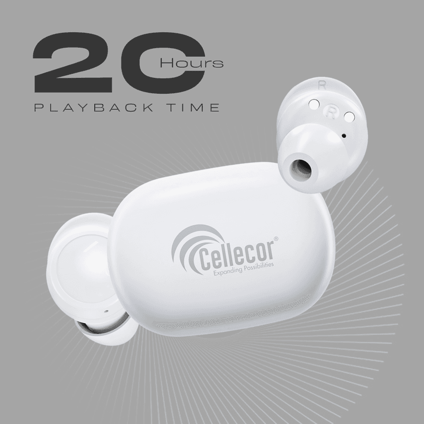 Cellecor BroPods CB04 Waterproof Earbuds With 20 Hours Playtime, Automatic Pairing, ENC Bluetooth- White view 2