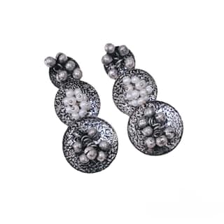 Garvi Gurjari (A Gujarat Govt Enterprise) Handcrafted Oxidized German Silver Earrings (GGCGSEN12)