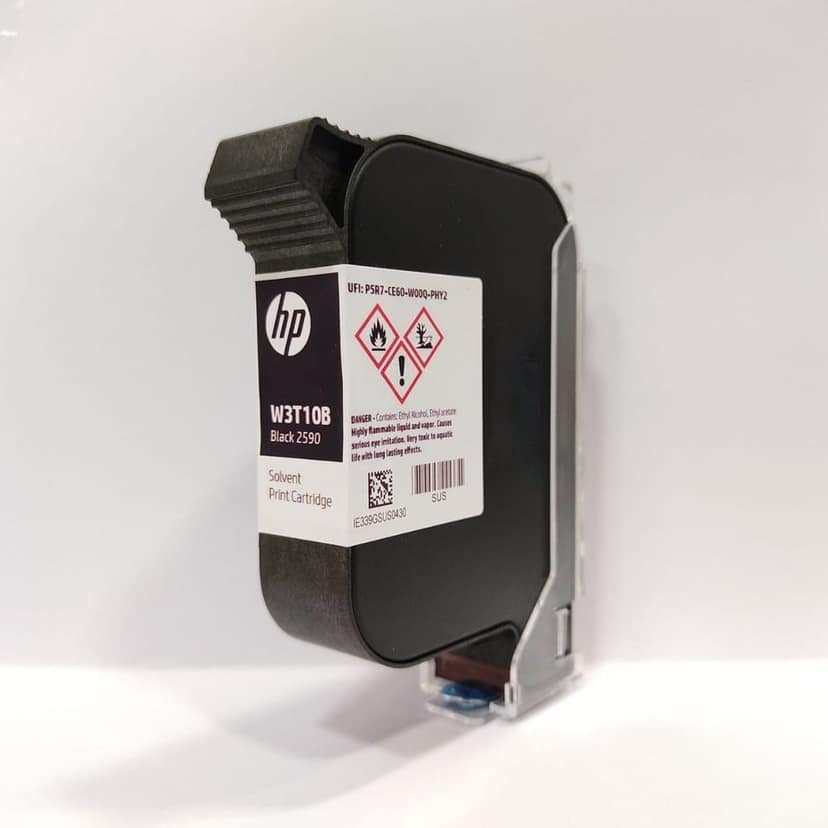 HP W3T10B Black 2590 Solvent Print Cartridge 12.7mm – Original HP Ink for Industrial Solvent Printers view 2