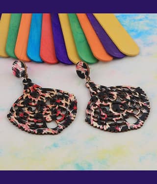 SILVER SHINE Ethnic Party Wear Dangler Wooden Earrings For Girls and Women
