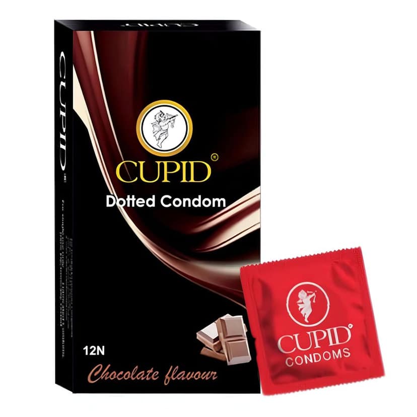 Cupid Dotted & Flavoured Condoms Chocolate Flavour (Pack of 3) | Lubricated & Multitextured Condoms | For Her Enhanced Pleasure | Pack of 3, 20 Pcs Each view 2