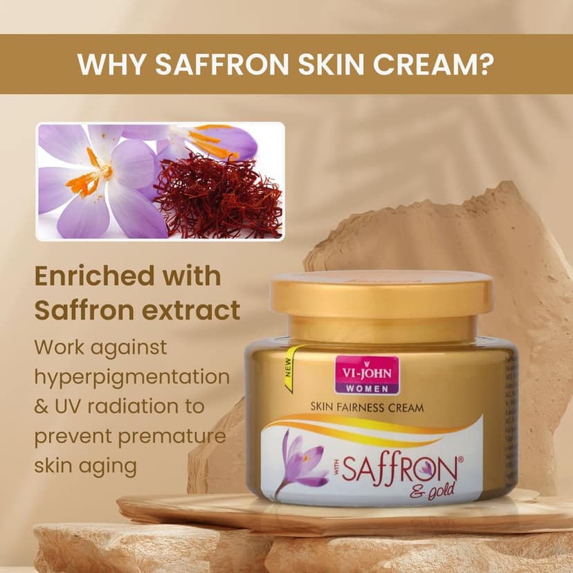 VI-JOHN Women Saffron & Gold Fairness Cream For Women 50 G Pack Of 4 200 G view 3