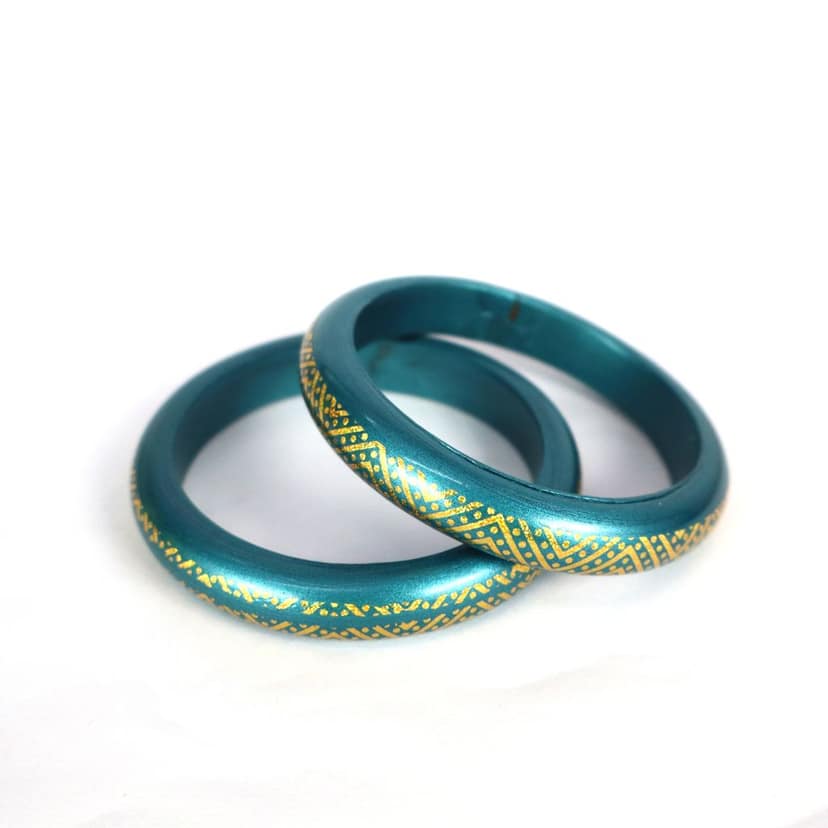 FHS Royal Style Rajasthani Lac Bangles- Blue Colour for Girls & Womens view 3