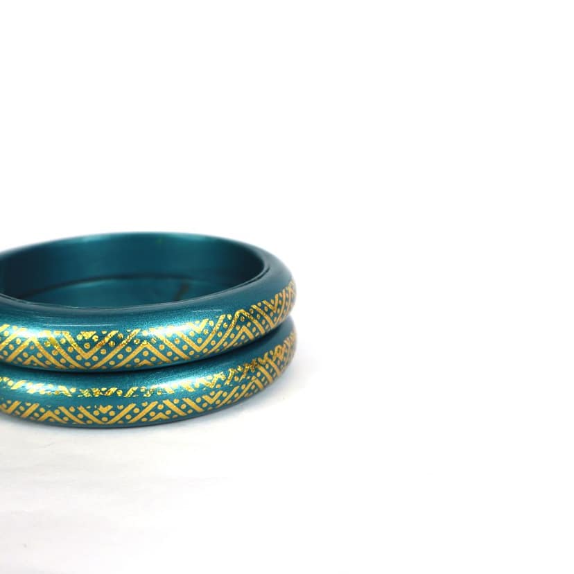 FHS Royal Style Rajasthani Lac Bangles- Blue Colour for Girls & Womens view 4