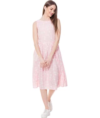 GOD BLESS - Pink Rayon Women's Flared Kurti