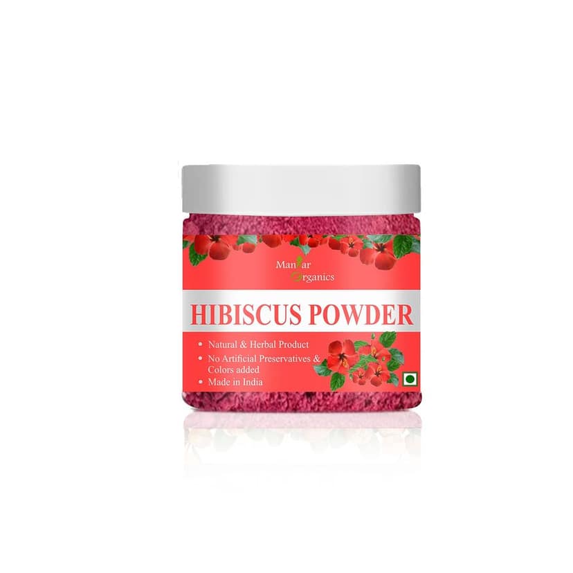 ManHar Organics Hibiscus Powder Jar 100gm– Natural Flower Powder for Hair Growth & Radiant Skin | Herbal Remedy for Dandruff, Acne & Oil Control