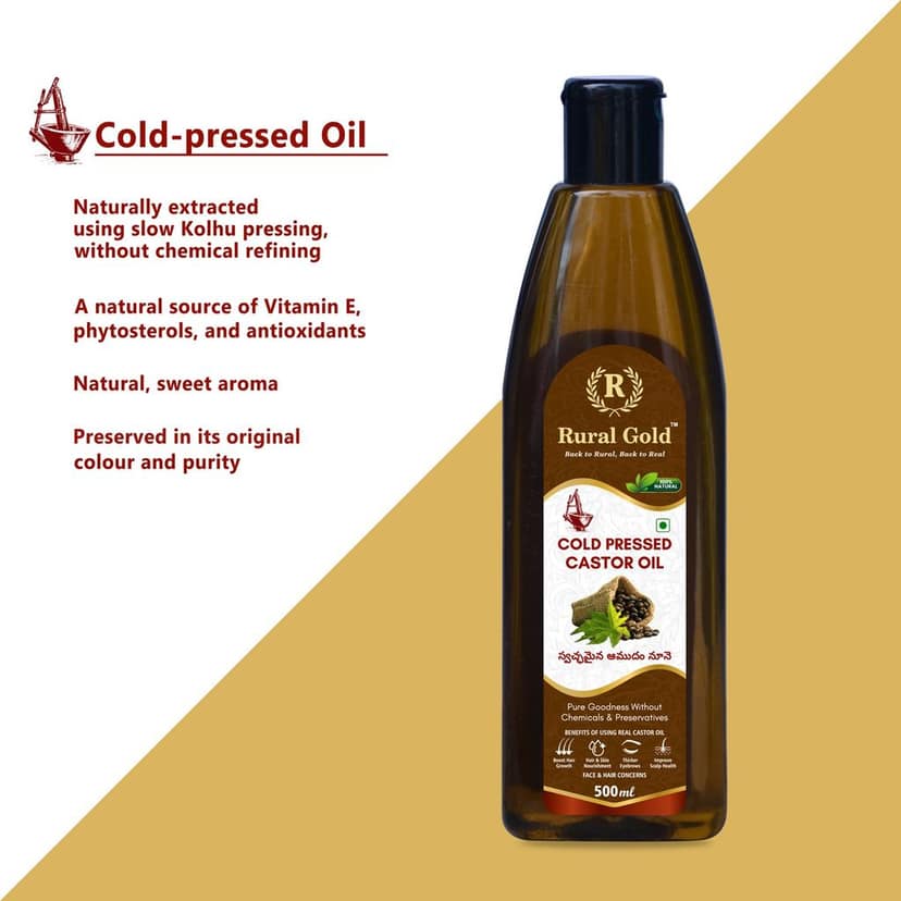 100% Pure Cold Pressed Castor Oil for Hair, Skin, and Body - 500ml view 3