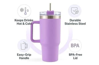1200ml Steel Hot and Cold Tumbler - 1 straw