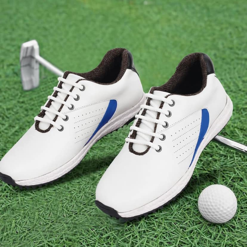 HITCARO Men Genuine Leather Lace-up Professional 100% Waterproof Premium Gold Golf Shoes view 2