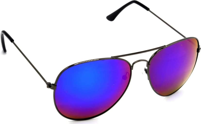 HRINKAR Unisex Pilot Sunglasses Grey Frame, Pink & Green Lens (Medium) - Pack of 2 view 6