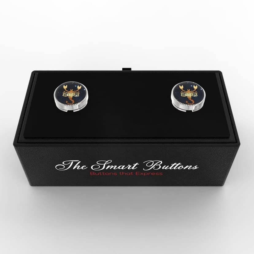 The Smart Buttons - Shirt Button Cover Cufflinks for Men - Scorpio Design Pattern view 3