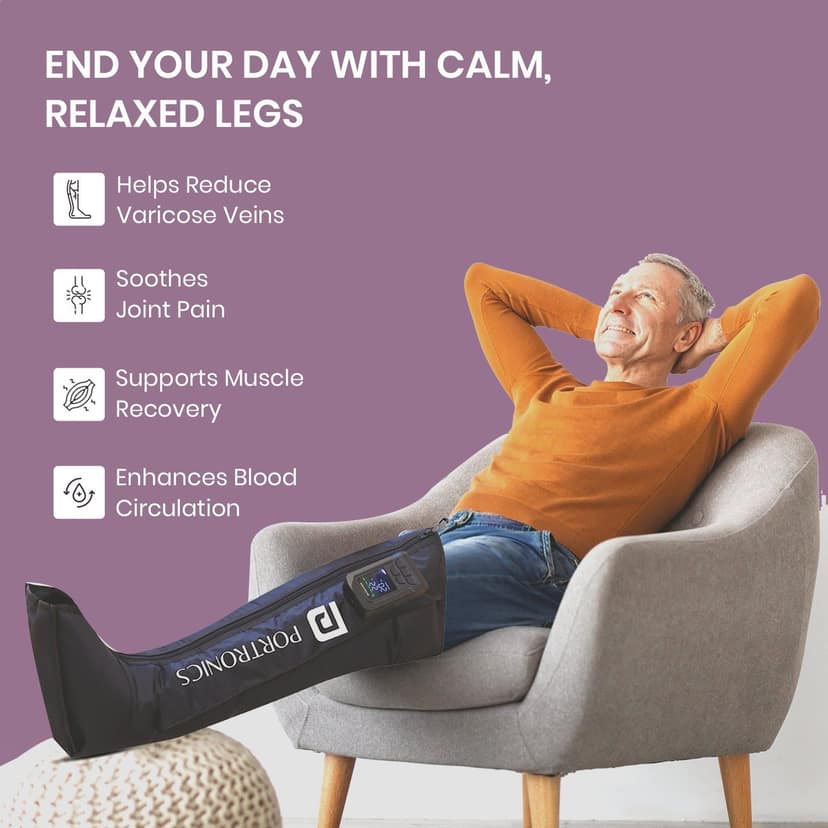Portronics Zeno L Cordless & Type-C Rechargeable Leg Massager, 5 Focus Zones, 4 Massage Modes, 5 Intensity Levels, 2x 2000 mAh Battery, Up to 3H Runtime view 2