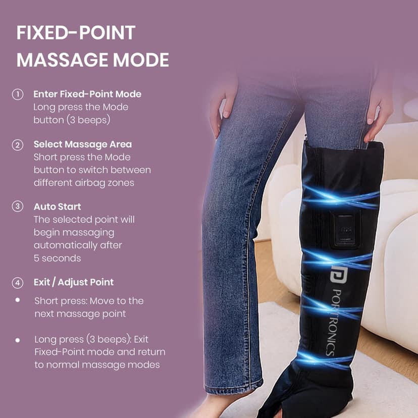 Portronics Zeno L Cordless & Type-C Rechargeable Leg Massager, 5 Focus Zones, 4 Massage Modes, 5 Intensity Levels, 2x 2000 mAh Battery, Up to 3H Runtime view 3