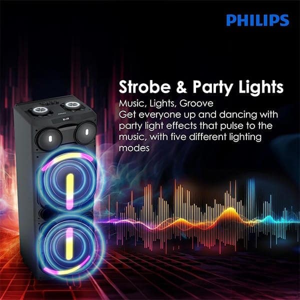 Philips Audio TAX5708 Bluetooth Party Speaker with Dynamic Bass Boost & Karaoke (400W Max Output) view 3