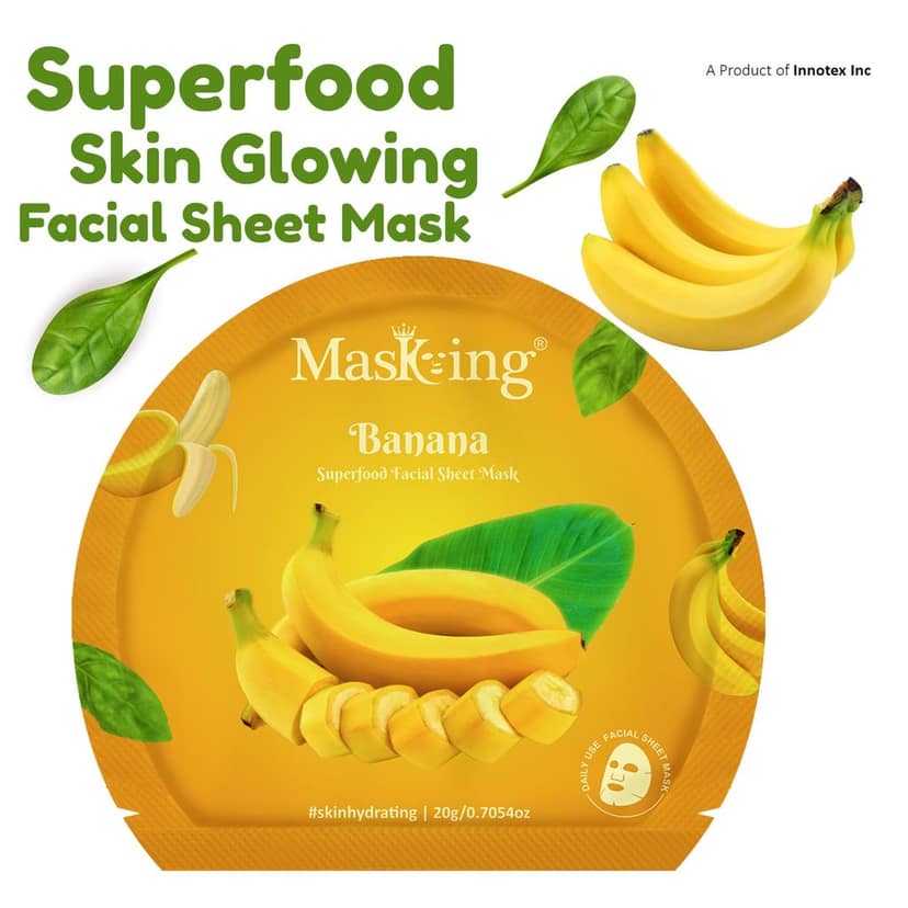 Superfood Banana facial sheet mask for glowing Skin and Hydrating, Pack of 3 view 2
