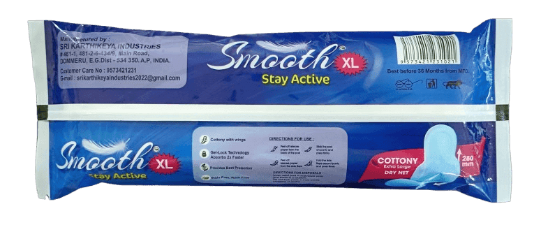 Smooth Stay Active XL Cottony Sanitary Extra Large Dry Net Pads with Wings - 6 Units view 2