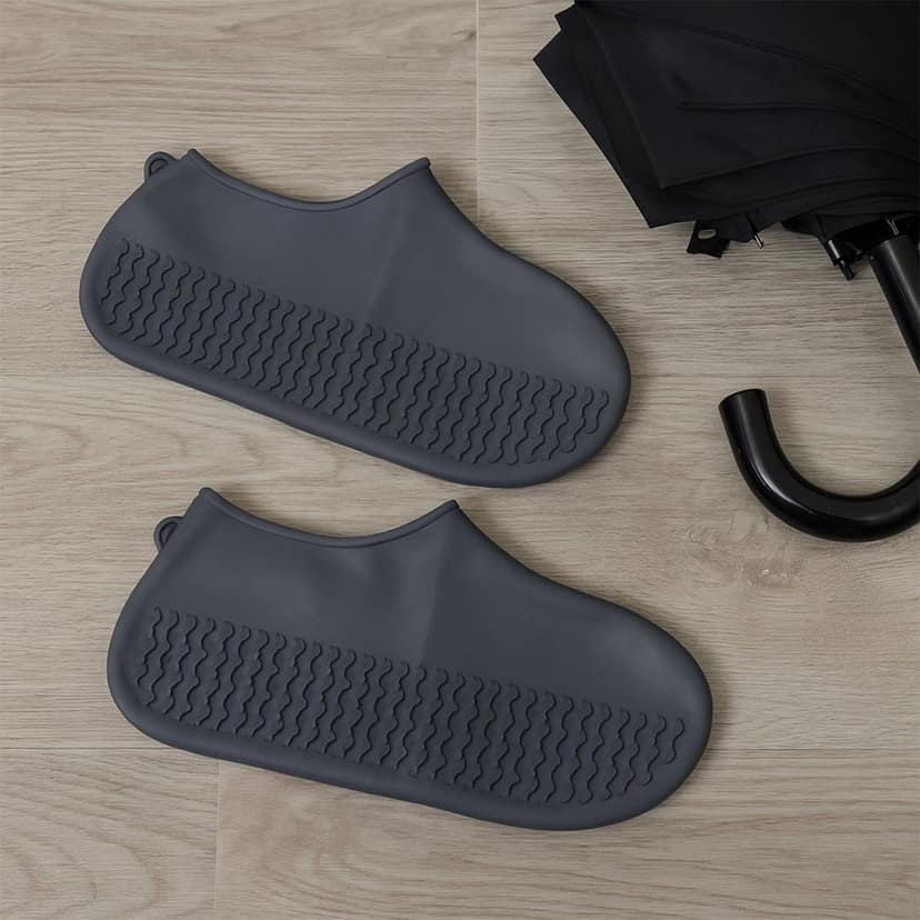 Grey Non-Slip Silicone Rain Reusable Anti skid Waterproof Fordable Boot Shoe Cover (1 Pair ) view 4