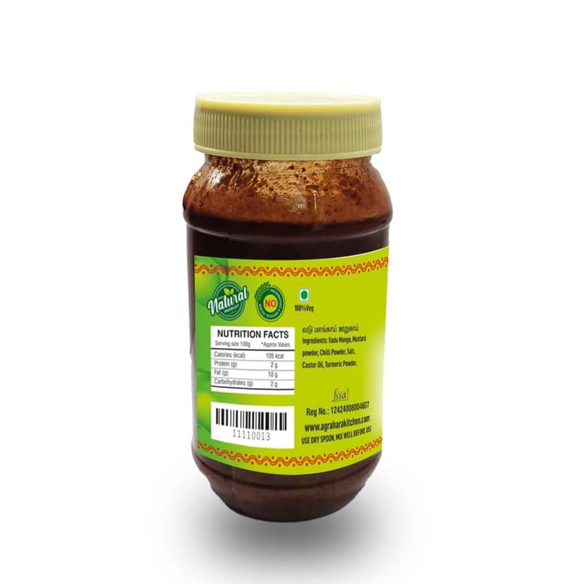 Agrahara Kitchen Foods Tender Mango Pickle Vadu Manga Palakkad Special, No Preservatives, Aam Ka Achaar - 300gm view 3