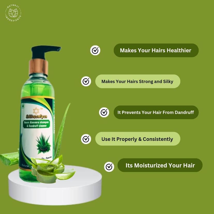 SHIWALYA Natural Herbal Neem and Aloe Vera Shampoo Gets hair rid of Dandruff| Cools the scalp Pack of 1,(210 ml) view 3