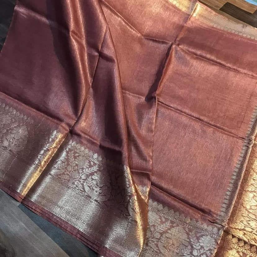 Silk Linen Weaving Design Jacquard Handloom Pink Saree with Running Blouse-2363 view 3