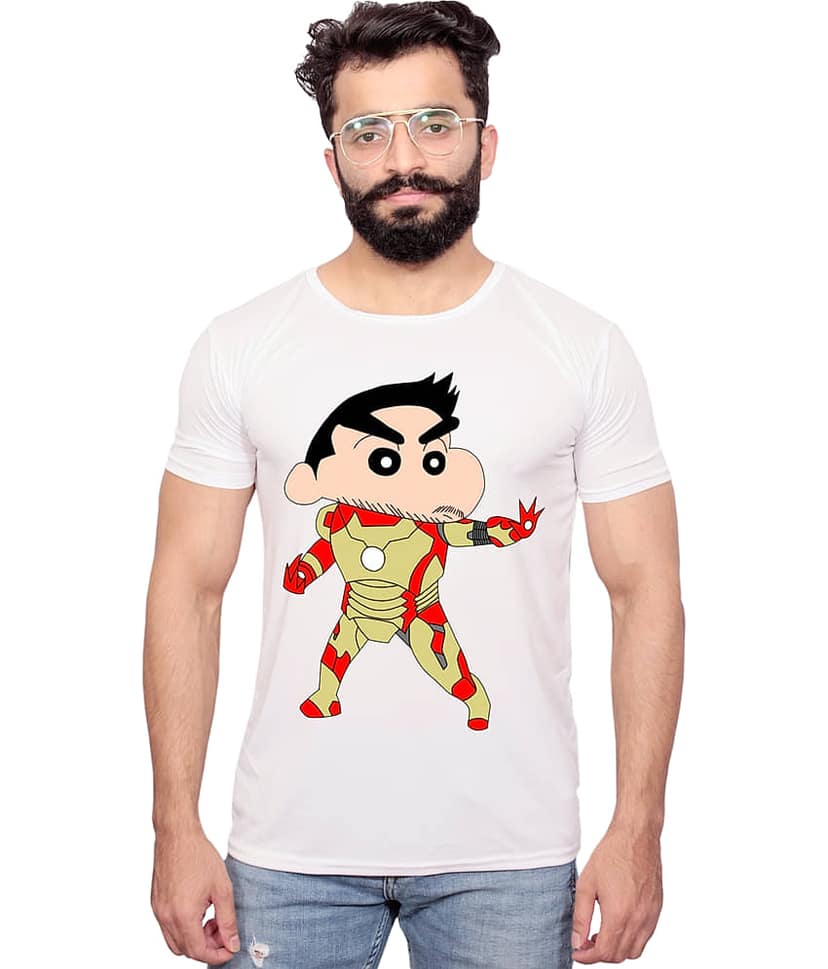 Nityanand Enterprises White Cotton Blend T-Shirt