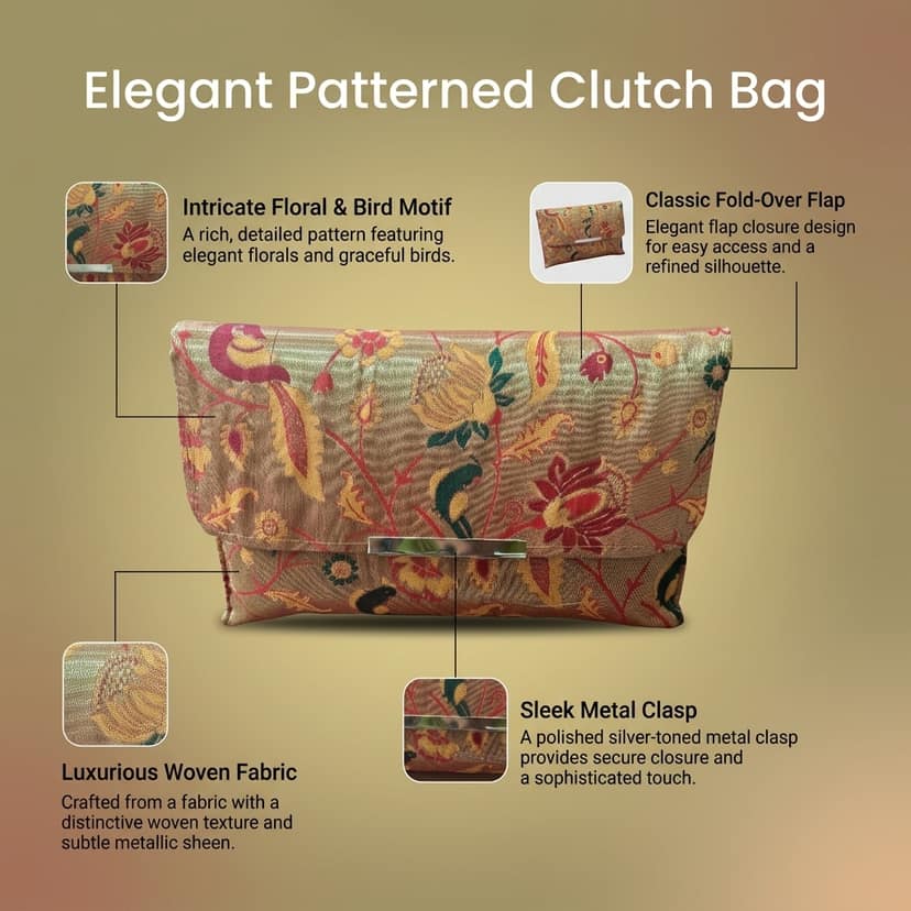Paithani Hard Party Clutch for Women - Golden Chain, Washable, Stylish view 4