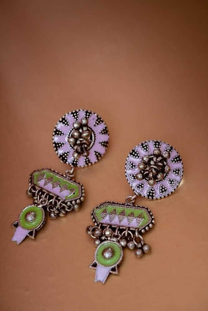 Garvi Gurjari (A Gujarat Govt Enterprise) Handcrafted Oxidized German Silver Earrings (GGCGSEN15) view 4