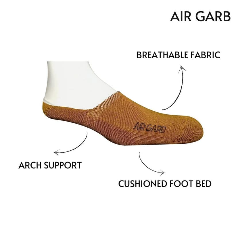 AIR GARB No Show Loafer Socks - Ultra-Soft Cotton Foot Cover Socks for Men & Women - Breathable Loafer/Invisible Design for All-Day Wear (ML5BOTGGR_6 UK) view 2