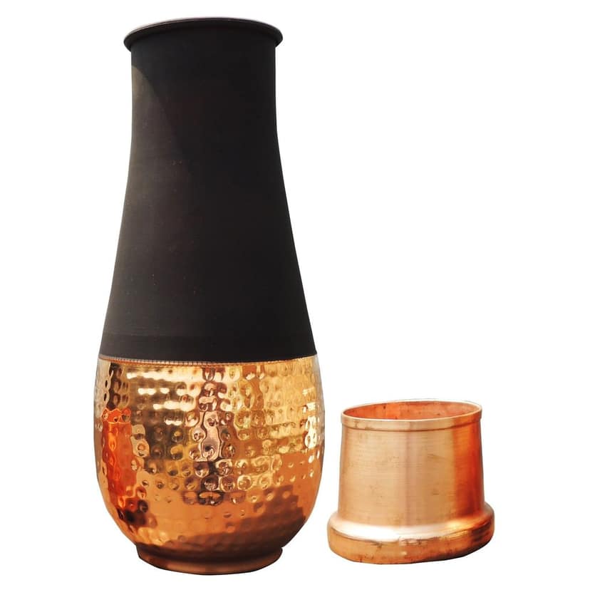 Copper Drinking Water Bottle � Traditional Handmade Copper Bottle, Height : 11 Inch (BCMAS197 A) view 2