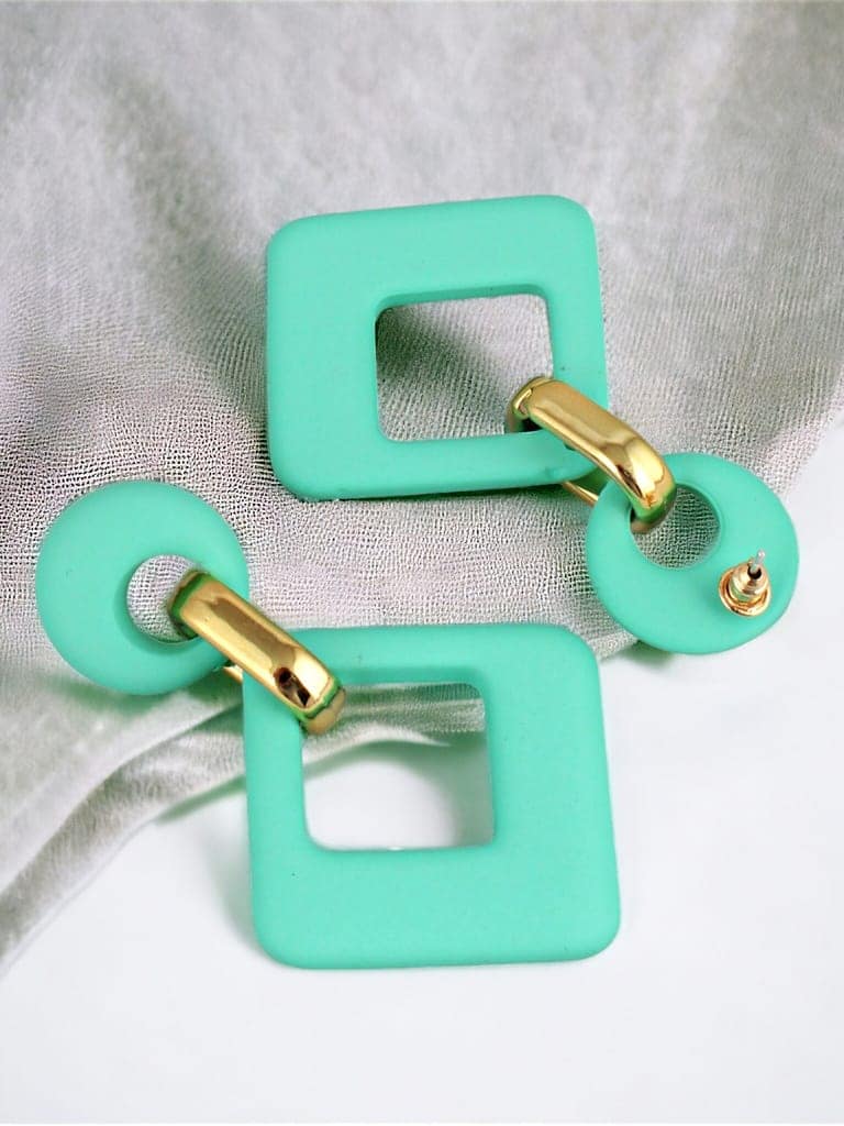 LUCKY JEWELLERY Fashion 3 Pairs Combo Set Of Latest Earrings Celebrity Inspired Stylish Trendy Multi Color Plastic Earing Chain Link Geometric Dangle Earring for Women & Girls (275-CHEX-1014-3) view 4