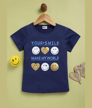 Mars Infiniti Pack of 1 Girls Cotton T-Shirt ( Navy Blue )