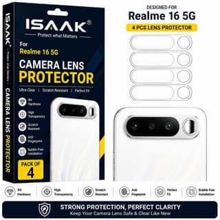 ISAAK Back Camera Lens Protector compatible for Realme 16 5G (Pack of 4)