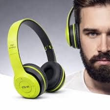 Blue Wireless Bluetooth Headphones with Soft Cushioned Ear Pads for Music and Calls