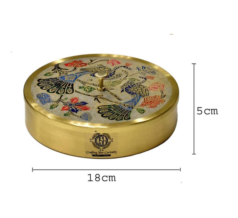 Masala Dani Set Brass Masala Box Multipurpose Uses For Kitchen Masala Containers Jars Set With 1 Spoon.(MASALAbox-MORE) view 4