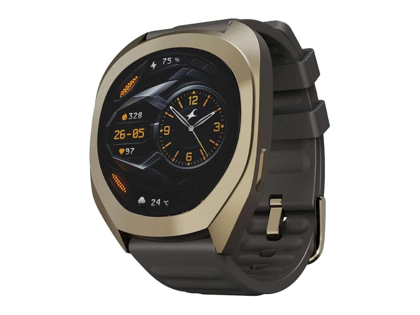 Fastrack Cosmix 1.32" AMOLED Display Metal Case Smart Watch with Heart Rate Monitor, AI Watchface & Chat - Silver & Dark Green