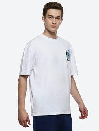 Wrap Men's White Oversized T-shirt view 4