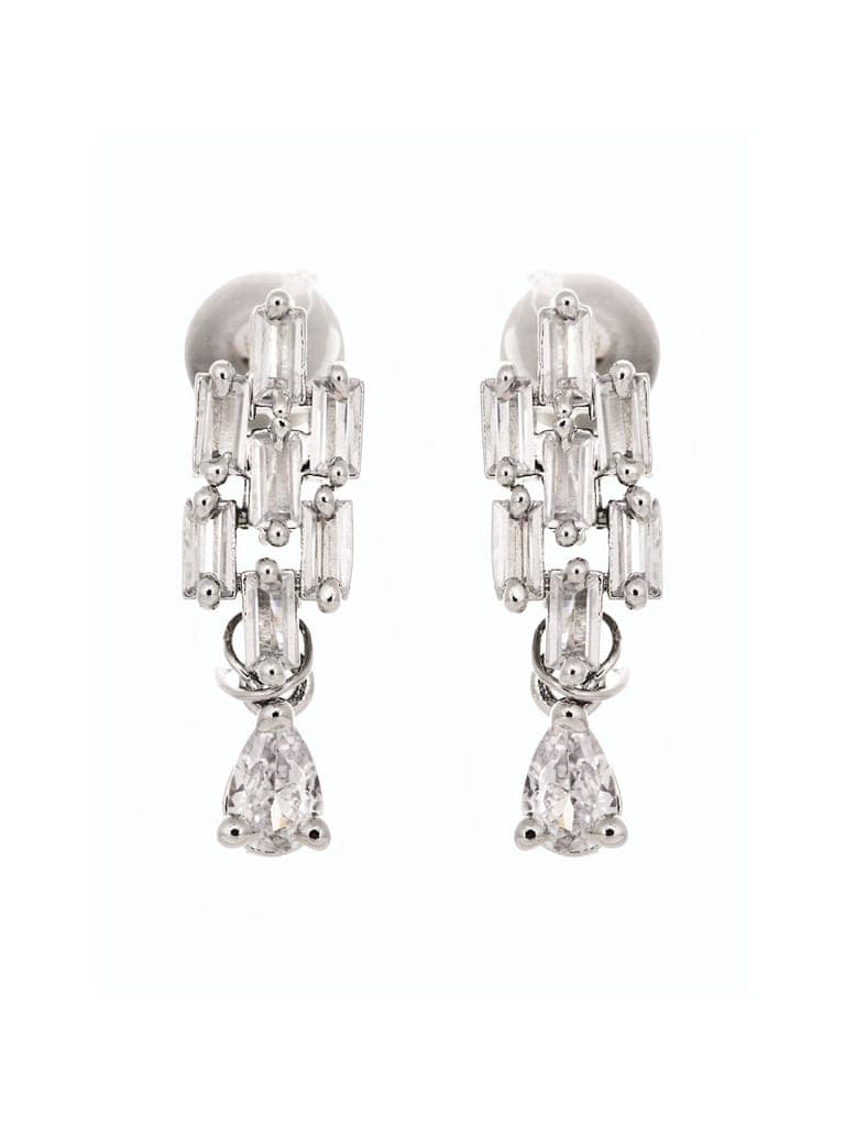 White Rhodium Plated AD studded Necklace Earrings Jewellery Set view 3