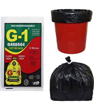 G 1 Oxo-Biodegradable Garbage Bags, Medium (19 x 21 inches) - 30 bags/pack , Pack of 6